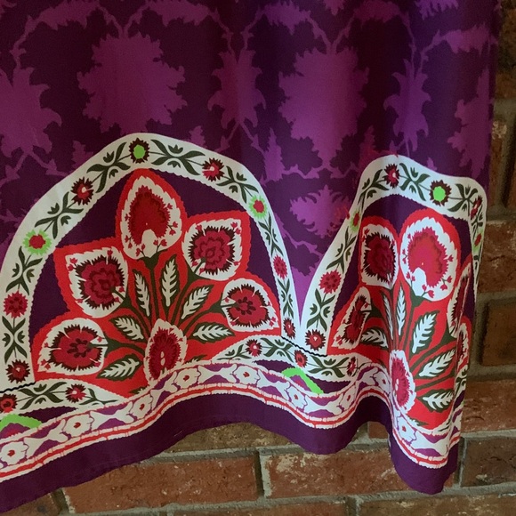 Emily Lovelock Purple Floral Patterned Puff Sleeve Women's Dress - Picture 4 of 9